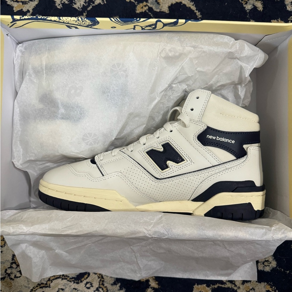 Aime Leon Dore x New Balance 650s in White/Navy Blue, Sz 8.5. NWB.